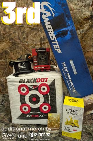 3rd - camera, silent brickhouse blind, target, Visa gift card from Wells Index, Scent-A-Way kit & vendor merch